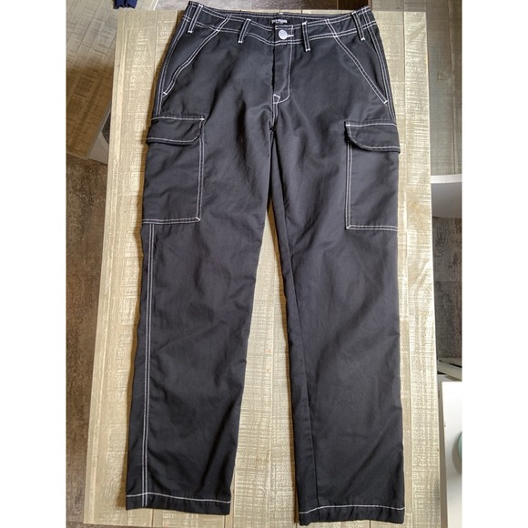 True Religion Other - True Religion Baggy Cargo Black Straight Leg Contrast Stitch Pants Mens Size 30